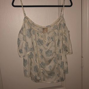 Cream and floral off the shoulder blouse